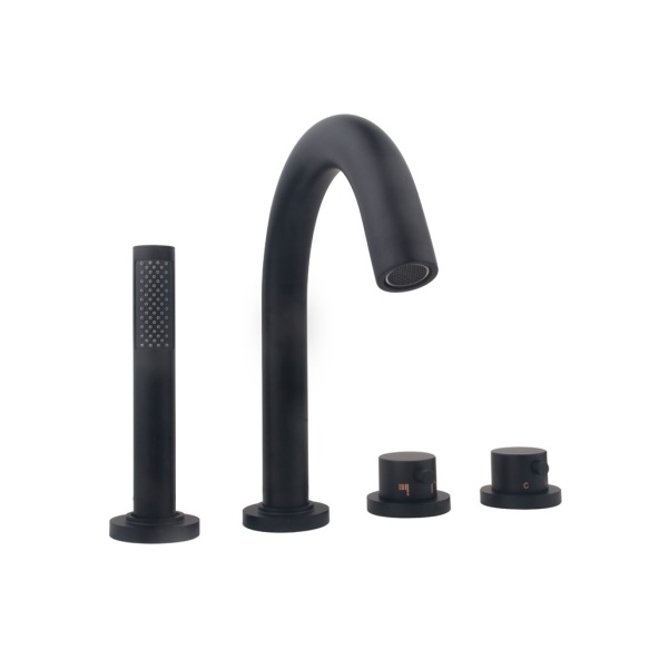 Caral 4-hole bath rim thermostat black finishing set