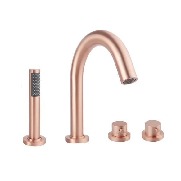 Caral 4-holes bath thermostat finishing set brushed copper