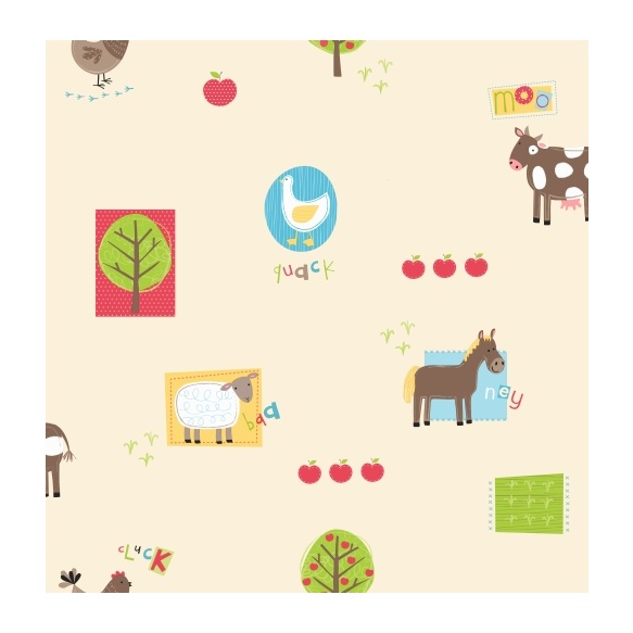 Hoopla Farm Animals Sidewall Multi dark