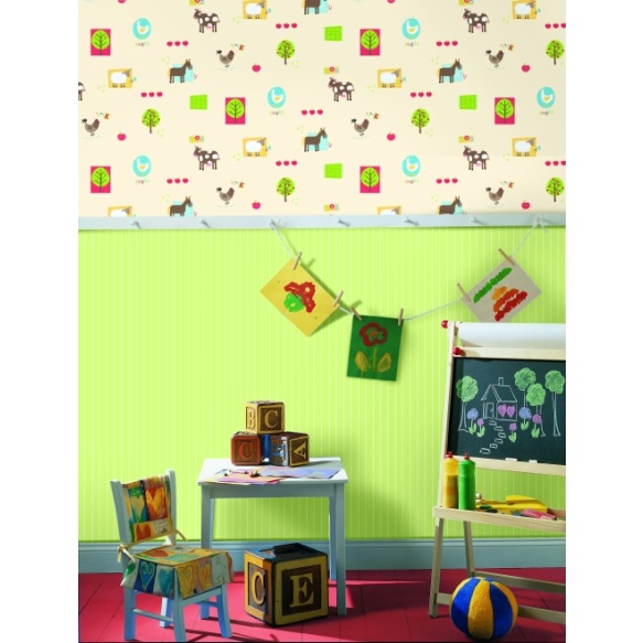 Hoopla Farm Animals Sidewall Multi dark