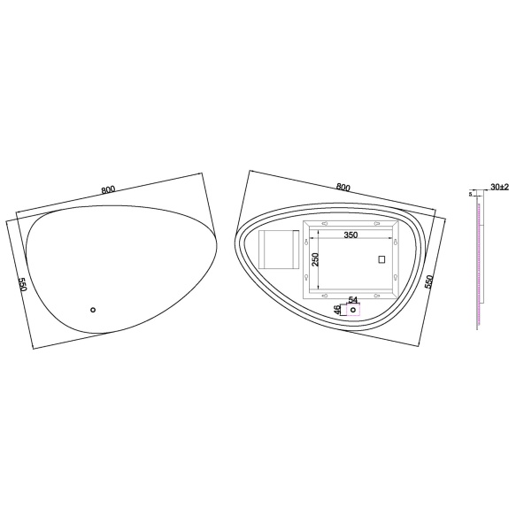 LED peegel Uovo 80x55 cm, dimmerdatav, soojendusega