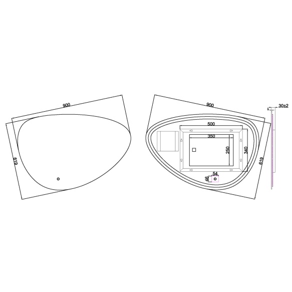 LED peegel Uovo 90x62 cm, dimmerdatav, soojendusega