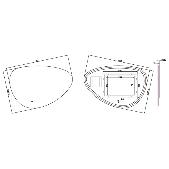 Uovo Led mirror 100x69 cm, dimmable, antifog