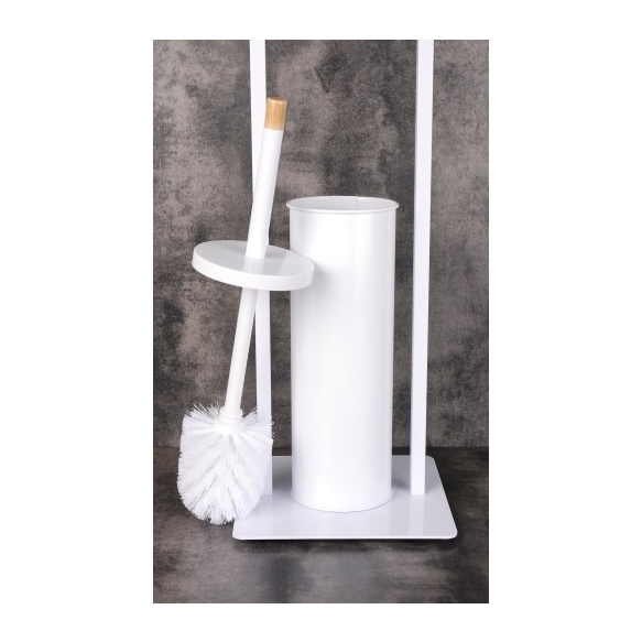 metal  toilet paper and  brush holder, white