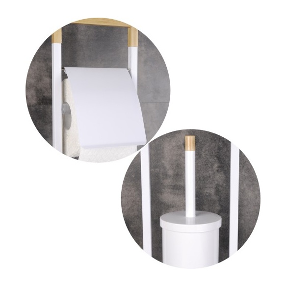 metal  toilet paper and  brush holder, white