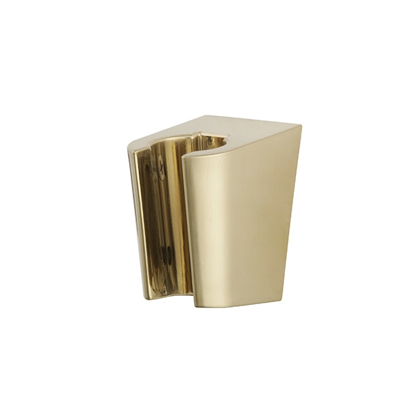 plastic shower head holder, brushed brass