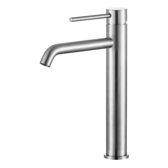 high basin mixer Cherry, brushed steel