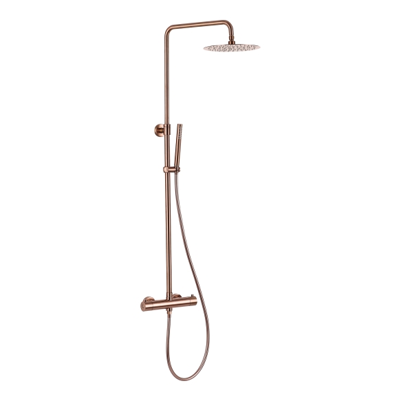 rain shower set with thermostatic mixer Cherry, brushed rose gold