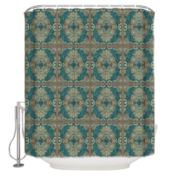 textile shower curtain Arabesque 183x200 cm, white curtain rings included