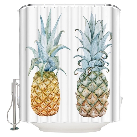 textile shower curtain Pineapples 2, 183x200 cm, white curtain rings included