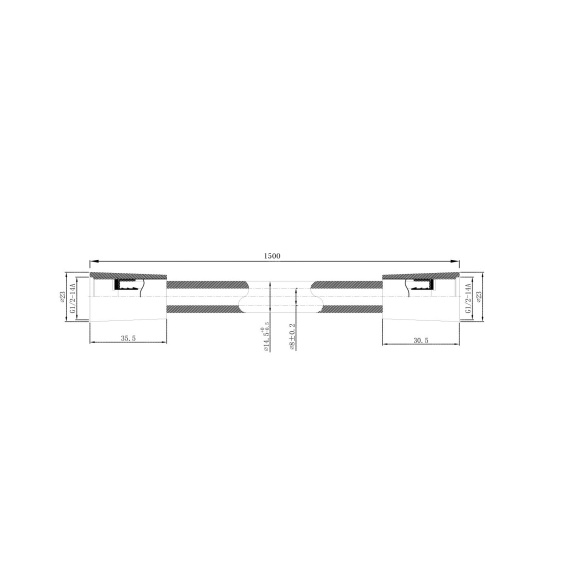 dušivoolik 150 cm PVC, harjatud messing