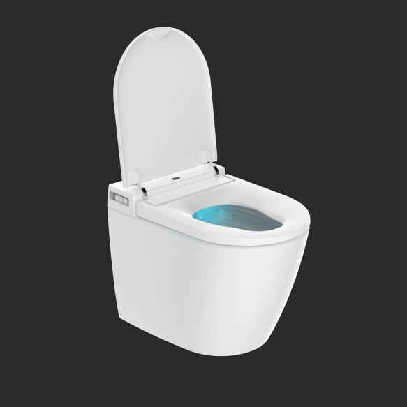 rimless wall hung intelligent toilet Cherry with integrated bidet and soft close seat cover