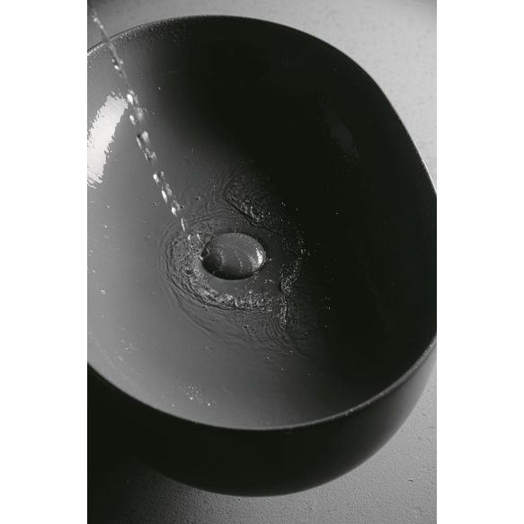 Countertop round washbasin Nolita 60x40x15 cm, black mat