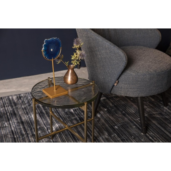 Side Table Vidrio Brass
