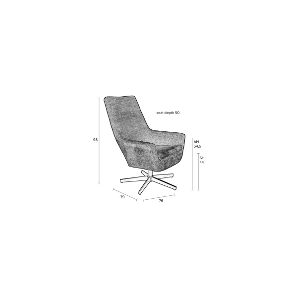 Lounge Chair Bruno Rib Light Grey
