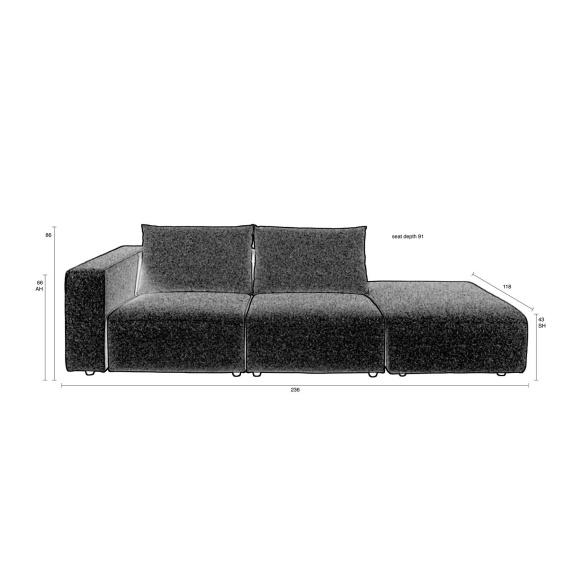 Outdoor Sofa Breeze 3-Seater Right Grey