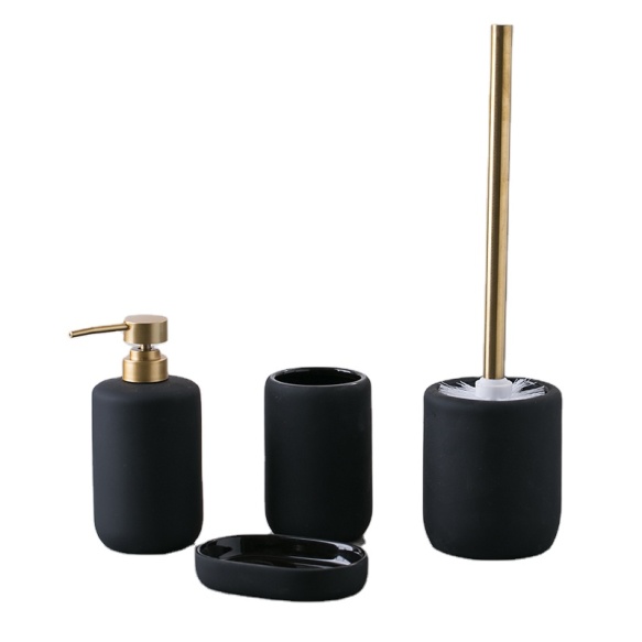 liquid soap dispenser Andrea, mat black + gold