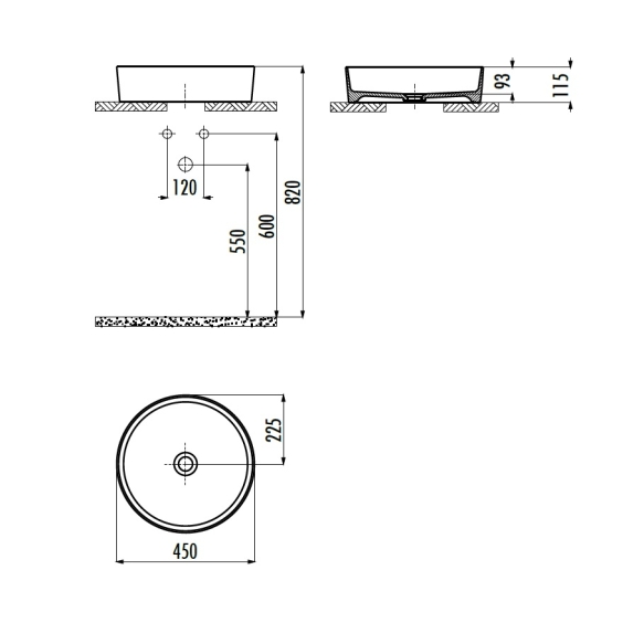 round worktop washbasin Loop 45x45 cm mat cappucino
