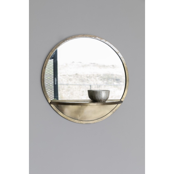 Mirror Shelf Feyza Round Brass