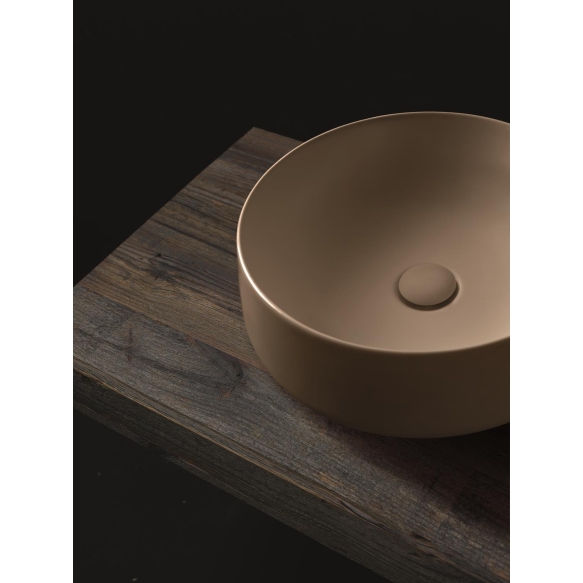 Countertop round washbasin Nolita 40x15 cm, brown mat