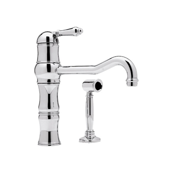 kitchen mixer with hand spray, raw brass