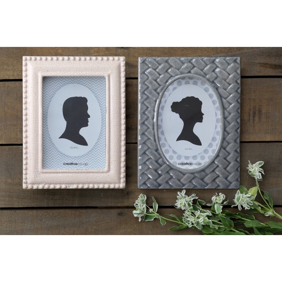 4" x 6" Stoneware Photo Frame, Grey & White, 2 Styles