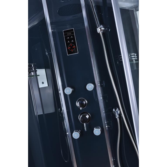 massage cabin 90X90X215 cm, low tray, dark back glass