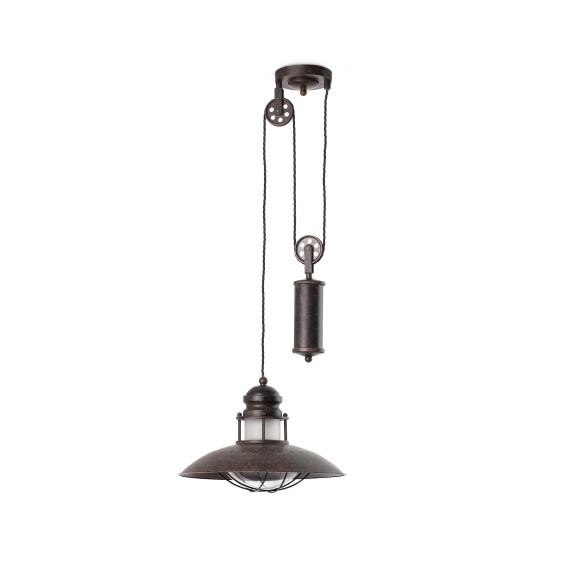 CEILING LAMP WINCH 1L E27 60W RUSTIC, METAL+GLASS