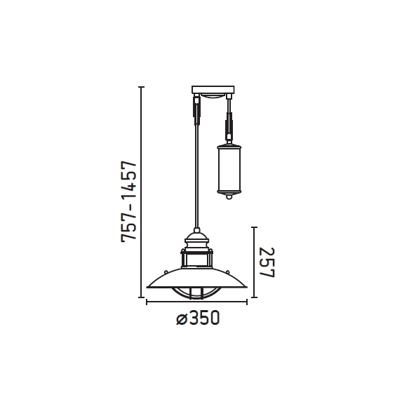 CEILING LAMP WINCH 1L E27 60W RUSTIC, METAL+GLASS