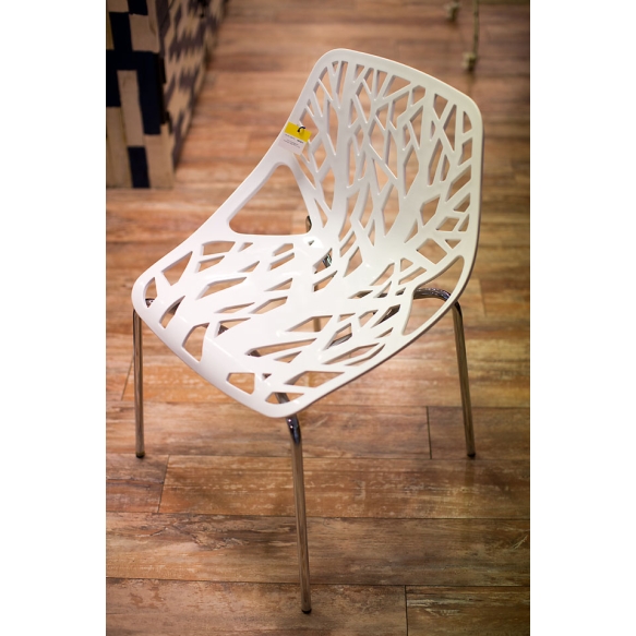 stackable chair Flora, white, metal feet