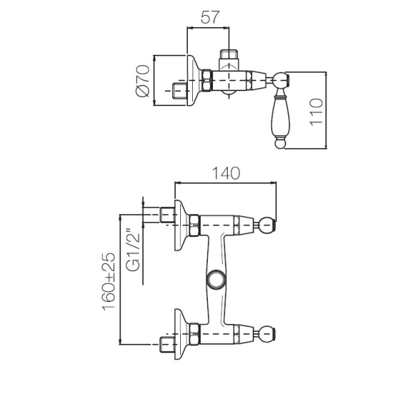 rain shower mixer QUEEN,bronze