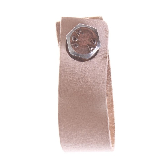 dark beige leather knob, 6 cm