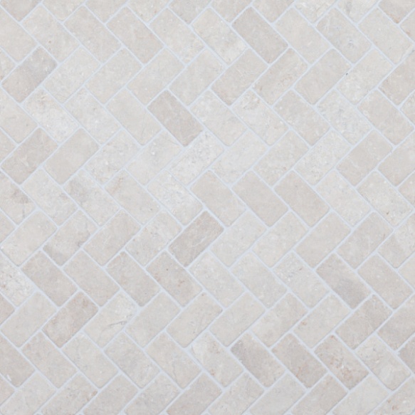 Herringbone White marble