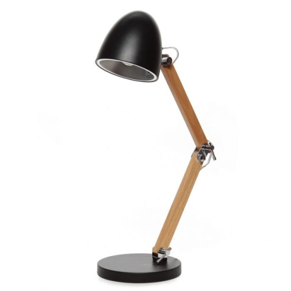 desk lamp black+wood, E14,1X40W