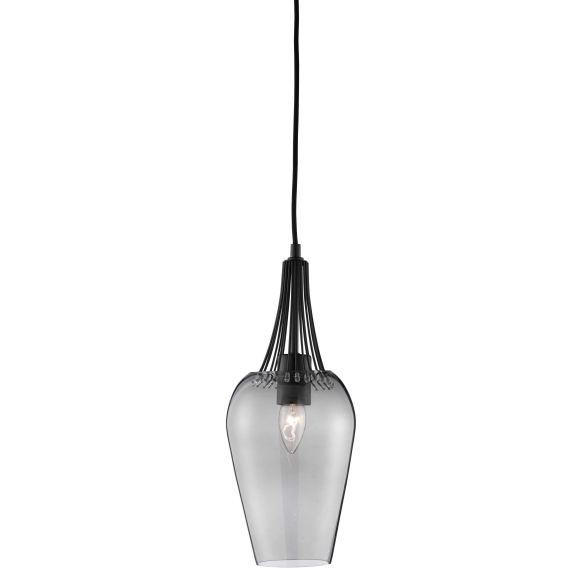 ceiling lamp black+glass, E27, 1X60W