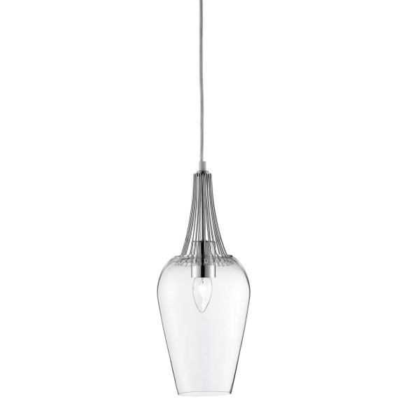 ceiling lamp chrome+glass, E27, 1X60W