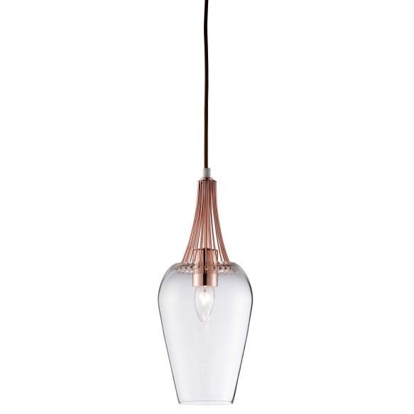 ceiling lamp copper+glass, E27, 1X60W