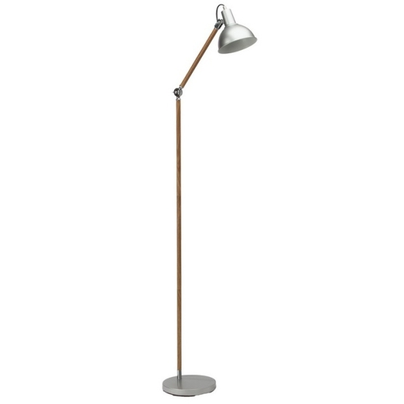floor lamp wood+silver, metal 1XE27 40W