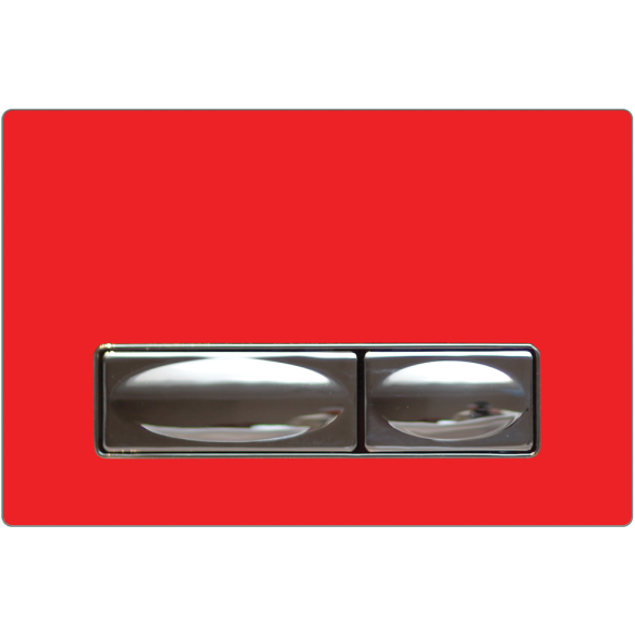 flush plate Design, red, metal+glass