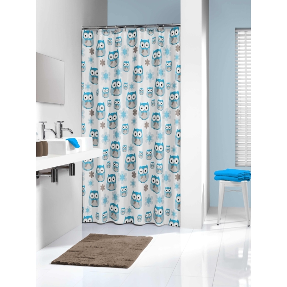 OWL  shower curtain vinyl,blue,180x200cm