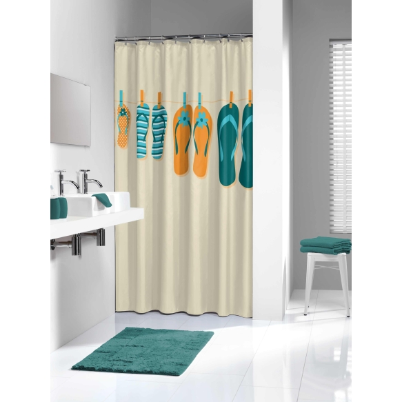 SLIPPERS shower curtain textile,orange 180x200