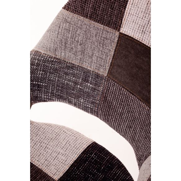 armchair Arne, grey patchwork, dark brown wooden feet