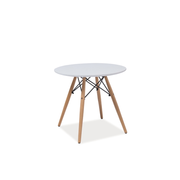 MDF table with wooden feet,white