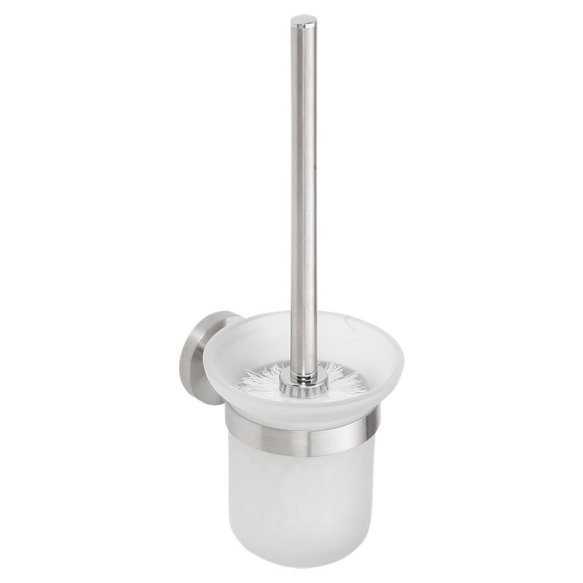 X-STEEL Wall Mounted Toilet Brush/Holder, brushed stainless steel (110x370x145 mm)