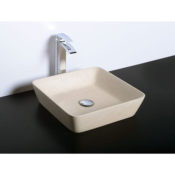 BLOK 14 Stone Washbasin 40x40x10cm, matt beige