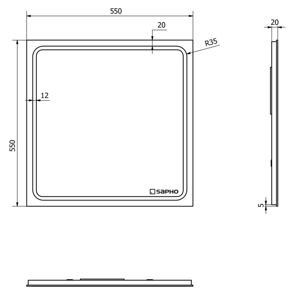 LED taustvalgustusega peegel GEMINI 55x55cm