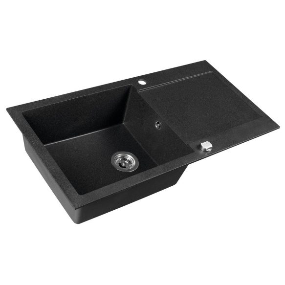 kivimassist köögivalamu sifooniga 97x50cm,  must