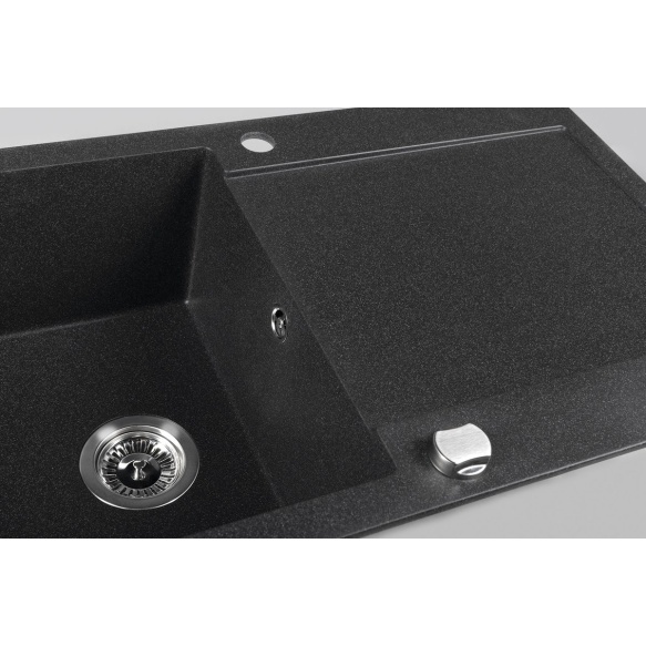 kivimassist köögivalamu sifooniga 97x50cm,  must
