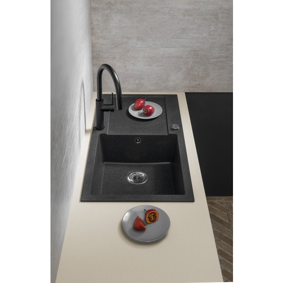 kivimassist köögivalamu sifooniga 97x50cm,  must