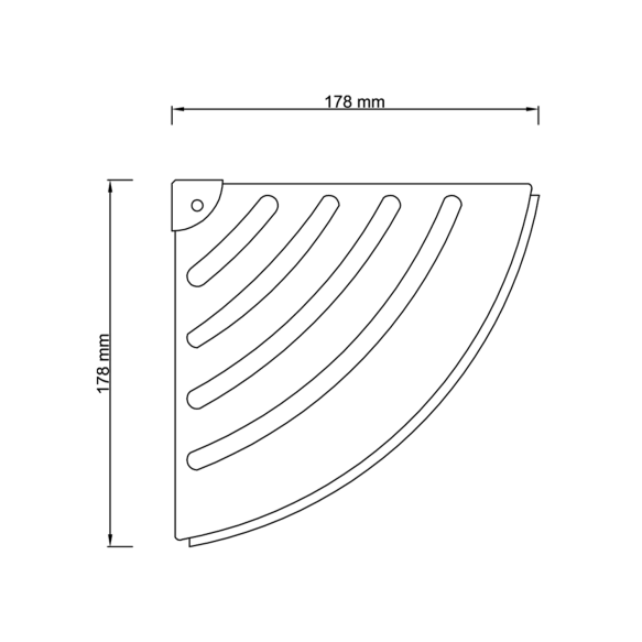 Kaldus servaga nurgariiul 178x178 mm, ABS/roostevaba teras